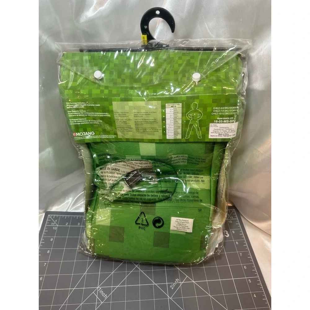 Minecraft Creeper Child Costume, Size M (7-8), Mask And Body, crack In Mask NEW - Picture 5 of 9